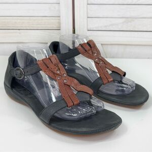 Keen City Of Palms Posted Leather Sandals Black Brown Womens 10